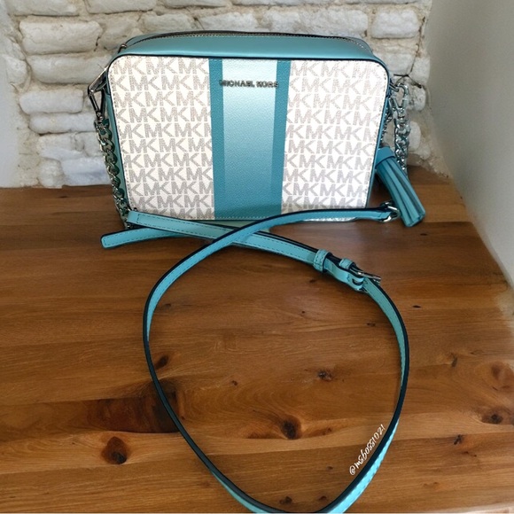 Michael Kors Ombré Center Stripe Crossbody + Passport Wallet in Ocean Blue Multi - Picture 15 of 15